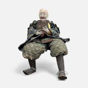 Large Antique 19thC Japanese Ningyo Samurai Warrior Doll