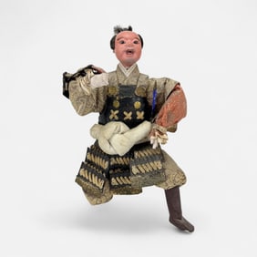 Antique 19thC Japanese Ningyo Samurai Warrior Doll