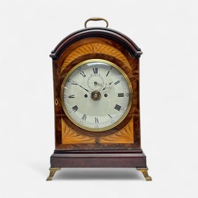 Antique 18thC English George III Large Inlaid Mahogany Bracket Clock