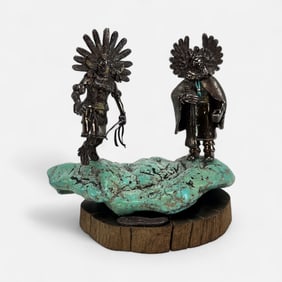 Carol Sues Native American Sterling Silver & Turquoise Kachina Sculpture