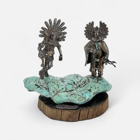 Carol Sues Native American Sterling Silver & Turquoise Kachina Sculpture