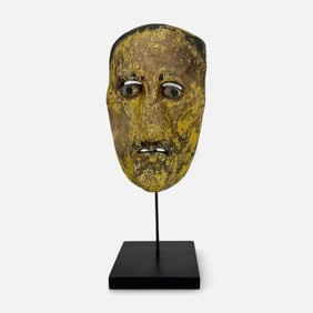 Antique Tribal Carved Gilt Wood Tribal Mask