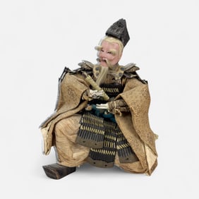 Large Antique 19thC Japanese Ningyo Samurai Warrior Doll