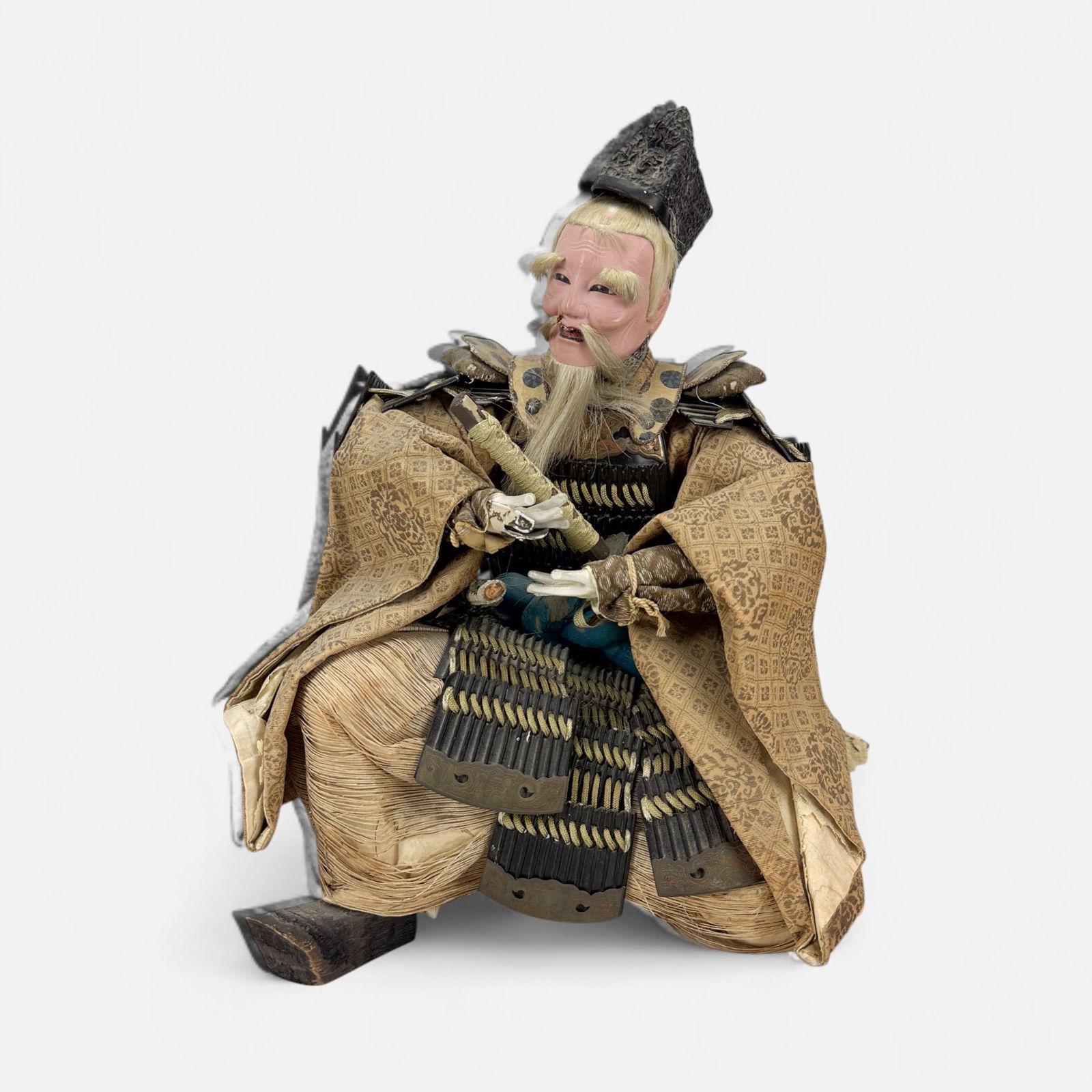 Large Antique 19thC Japanese Ningyo Samurai Warrior Doll (1 of 8)