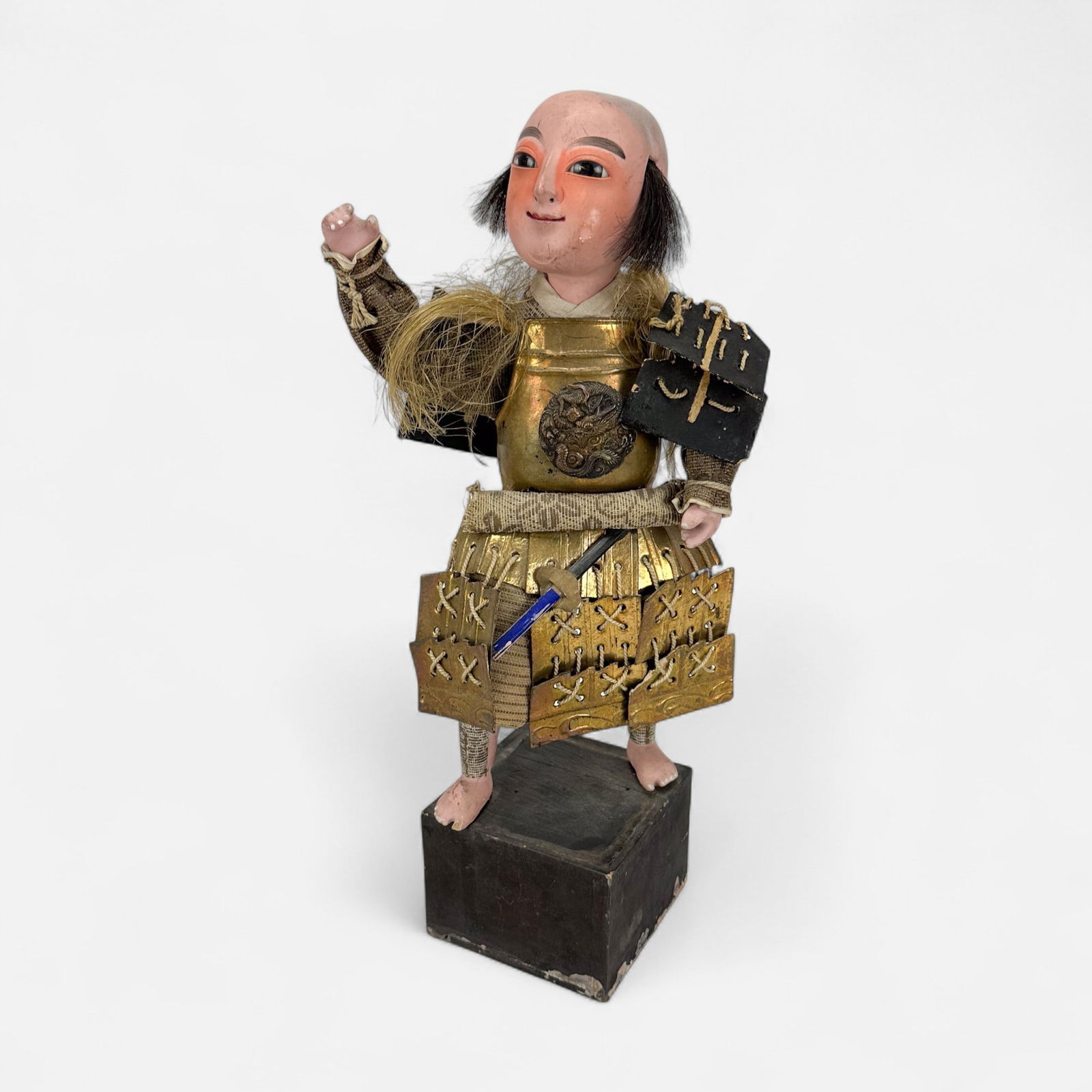 Antique 19thC Japanese Ningyo Samurai Warrior Doll on Stand (1 of 6)