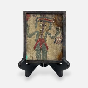 Unusual Antique 18thC Indian Framed Textile