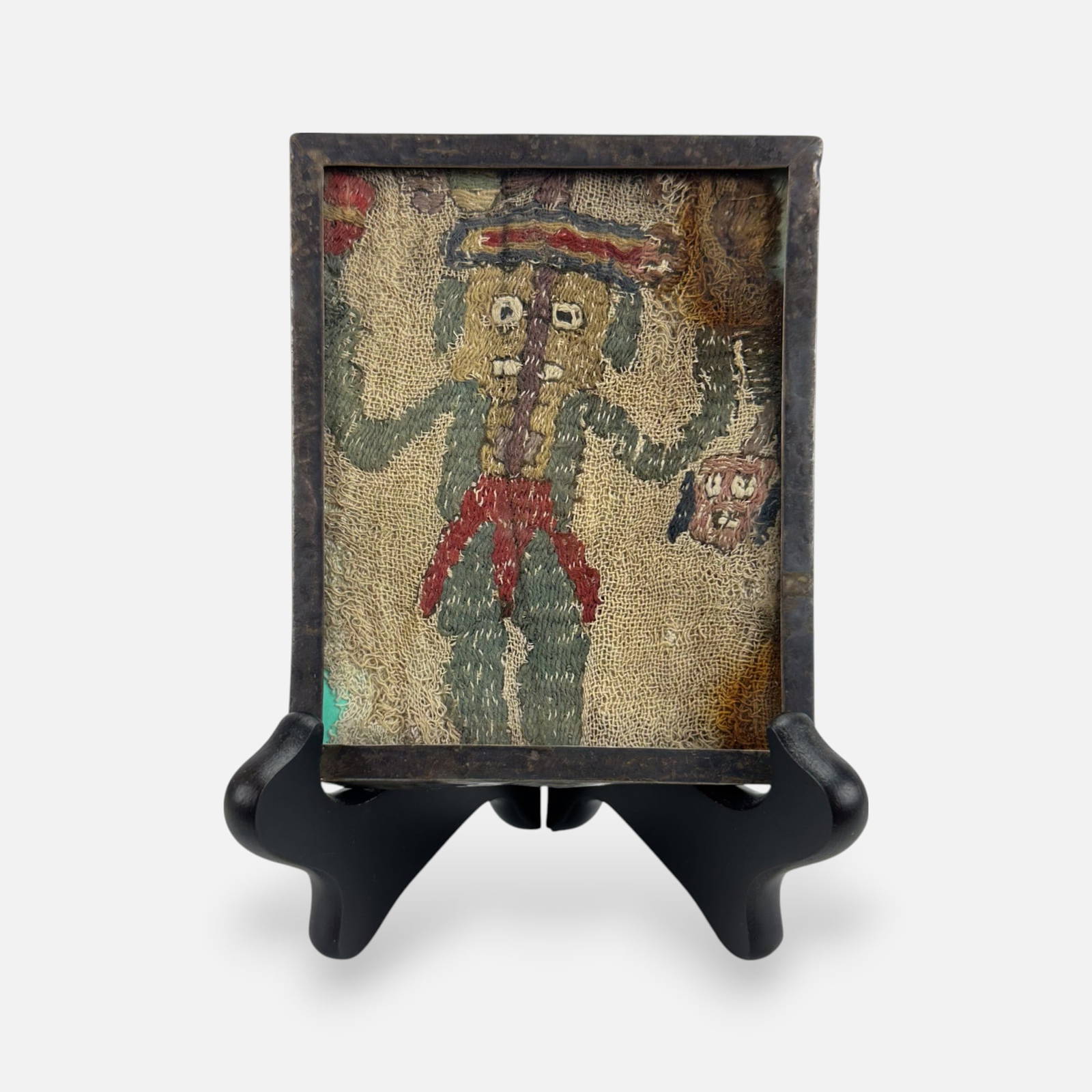 Unusual Antique 18thC Indian Framed Textile