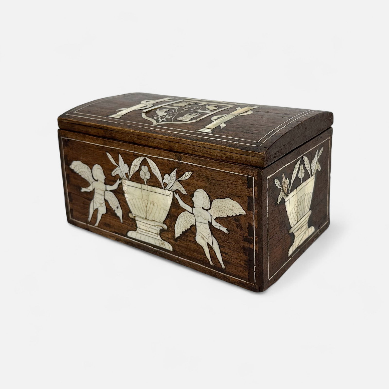 Antique Anglo-Indian Bone Inlaid Wood Box: Good age-appropriate condition, repaired breaks to bone, appears to have been cleaned. Simple integrated shipping with LiveAuctioneers LiveShipping is now available. Bidders may still arrange their ow
