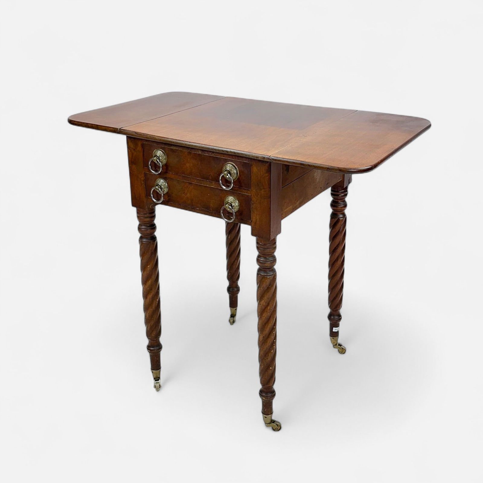 Antique American 2-Drawer Drop-Leaf Walnut Work Table (1 of 8)