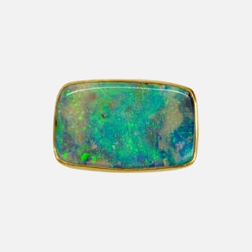 18K Yellow Gold & Fire Opal Lady's Statement Pendant Part for Bracelet or Necklace Needs Bail Added