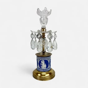 Antique Wedgwood Style Jasperware Crystal Candlestick