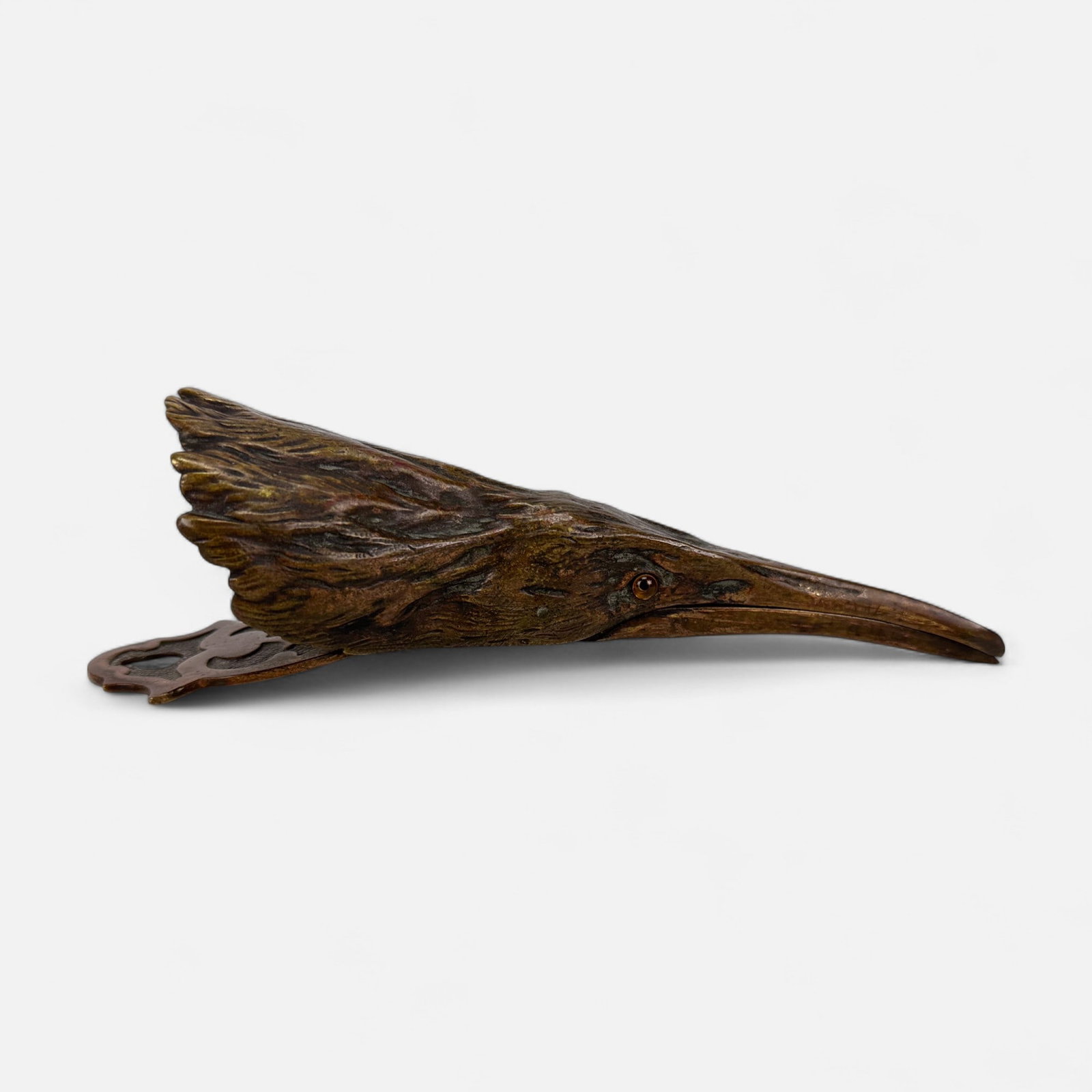 Antique French Bronze Raven Wall Letter Holder Paper Clip: Ca. 19thC. Very good age-appropriate condition. Simple integrated shipping with LiveAuctioneers LiveShipping is now available. Bidders may still arrange their own shipping which may be more economical