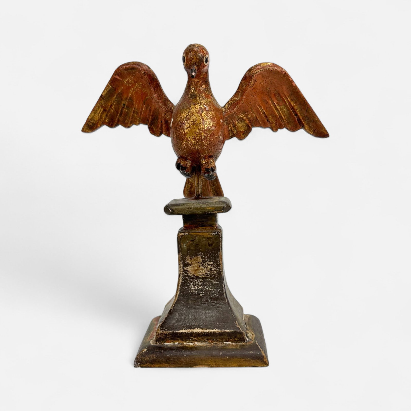 Antique 19thC Carved Gilt Wood Dove Sculpture on Pedestal Base (1 of 6)