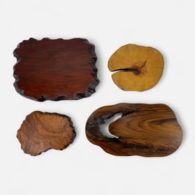 Four Japanese Rustic Wood Stand Base