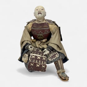 Large Antique 19thC Japanese Ningyo Samurai Warrior Doll