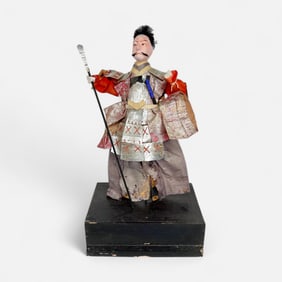 Antique 19thC Japanese Ningyo Doll in Wood Display Box