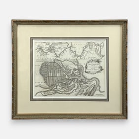 Antique 18thC Framed Map of St. Petersburg, Russia and Its Fortifications