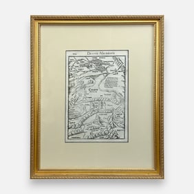 Sebastian Munster Antique 16th Framed Map "De terris Afiae minoris"