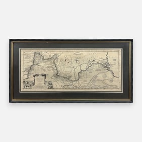 Pieter van der Aa Antique 18thC Framed Dutch Map of The Vulga River