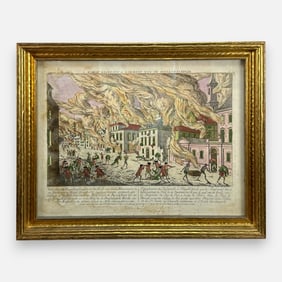 Franz Xaver Haberman "Great Fire of New York" 1776 Engraving Framed Print