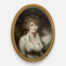 Antique Portrait of a Lady Pastel Painting Framed