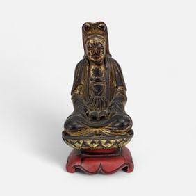 Antique 19thC South East Asian Buddhist Carved Gilt Wood Sculpture