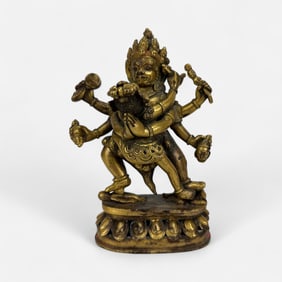 Antique Tibetan Gilt Copper-Alloy Figure of Chakrasamvara