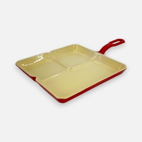 1930s Griswold Red Enamel Colonial Breakfast Skillet #566