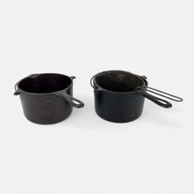 Two Griswold Cast Iron Deep Fat Fryers #1003