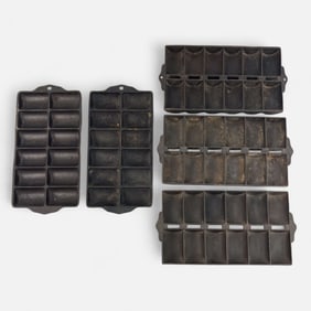 Five Griswold "Erie" Cast Iron French Roll Baking Pans #11