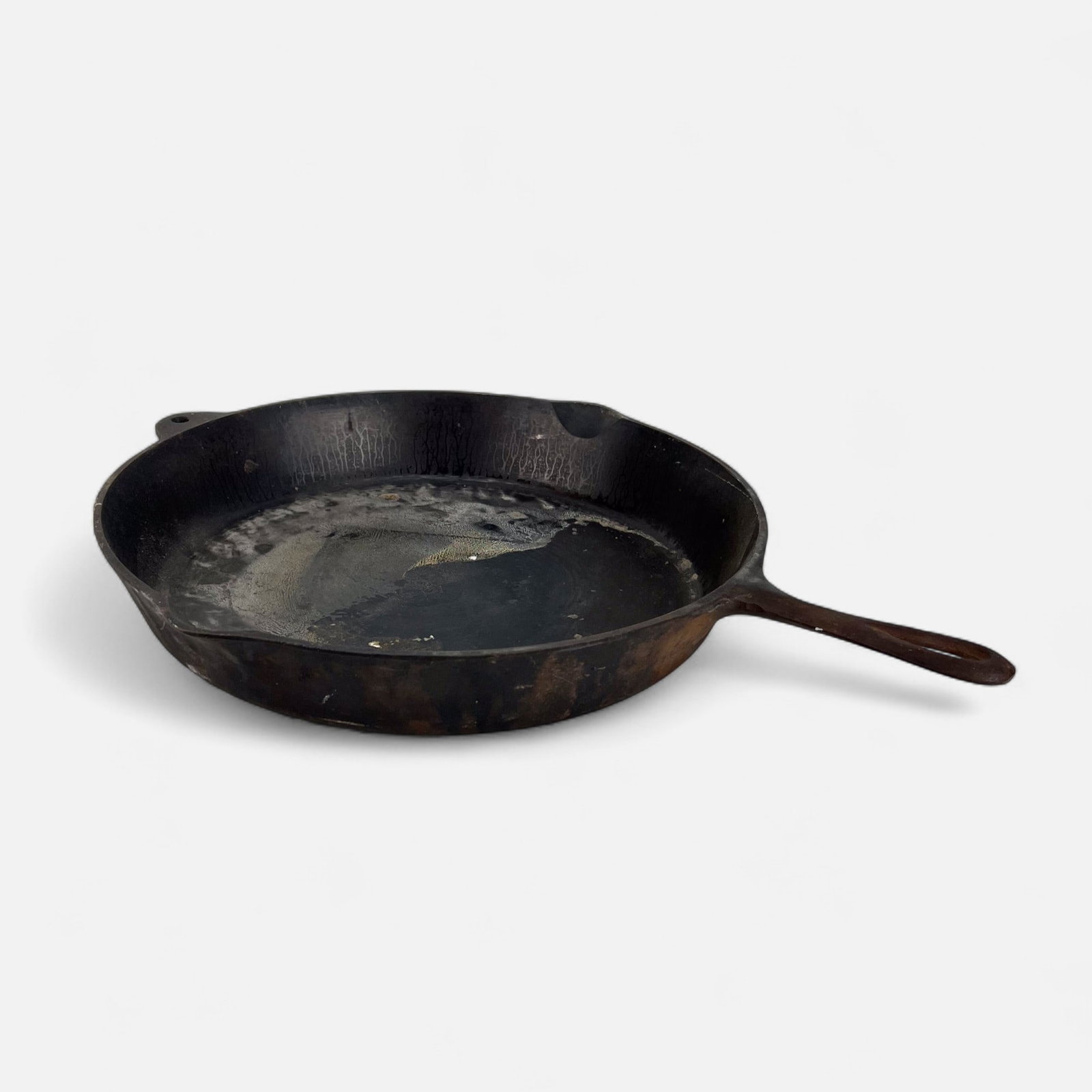 Massive Cast Iron #14 Skillet: Impressed "14" to base. Simple integrated shipping with LiveAuctioneers LiveShipping is now available. Bidders may still arrange their own shipping which may be more economical, please reach out to on