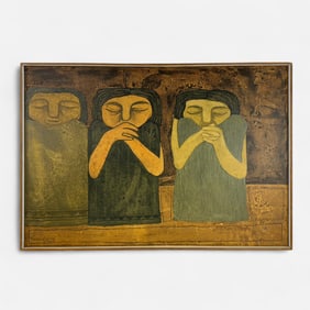 Gil Imana Garron "Tres Mujeres" 1967 Oil on Linen Framed Painting