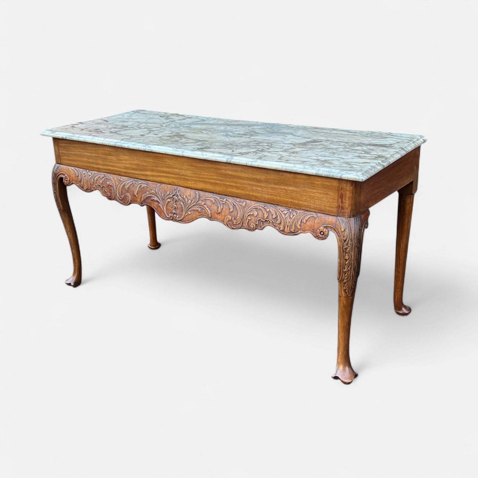 Antique 19thC Continental Marble Walnut Console Table (1 of 9)