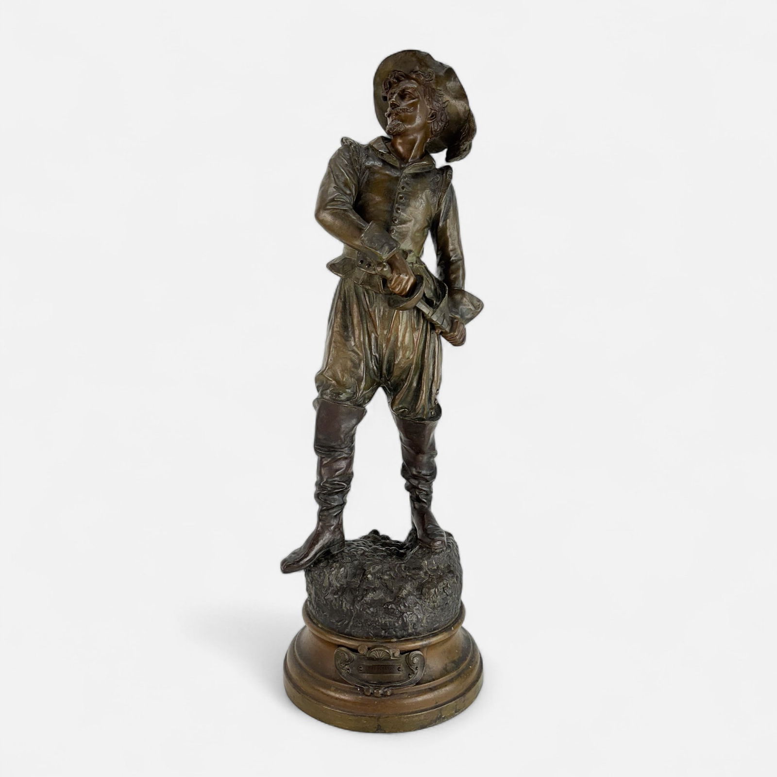 35" Antique French Bronze Cavalier Figure Titled "Provocation" (1 of 7)