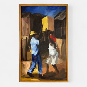 Kensel Franklin Haitian Oil on Canvas Painting