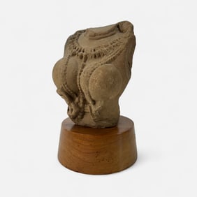 Antique 10th/11thC Indian Sandstone Apsara Architectural Element Partial Torso of a Celestial Dancer