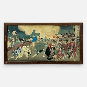 Flower of the East, Evacuation from Big Fire by Chikanobu Yoshu Japanese Woodblock Print