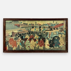 Shogun's Leave from Nijojo Castle" by Toshu Shogetsu Japanese Woodblock Print