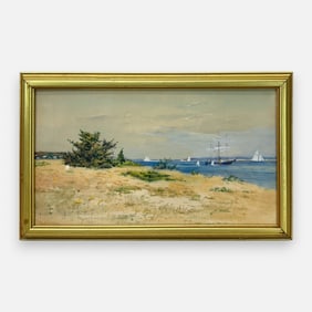 E.S. Watson Signed Watercolor Framed Impressionist River Sailboats Landscape Painting
