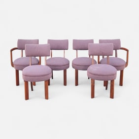 Set of Six Gilbert Rohde Machine Age Modernist Dining Chairs