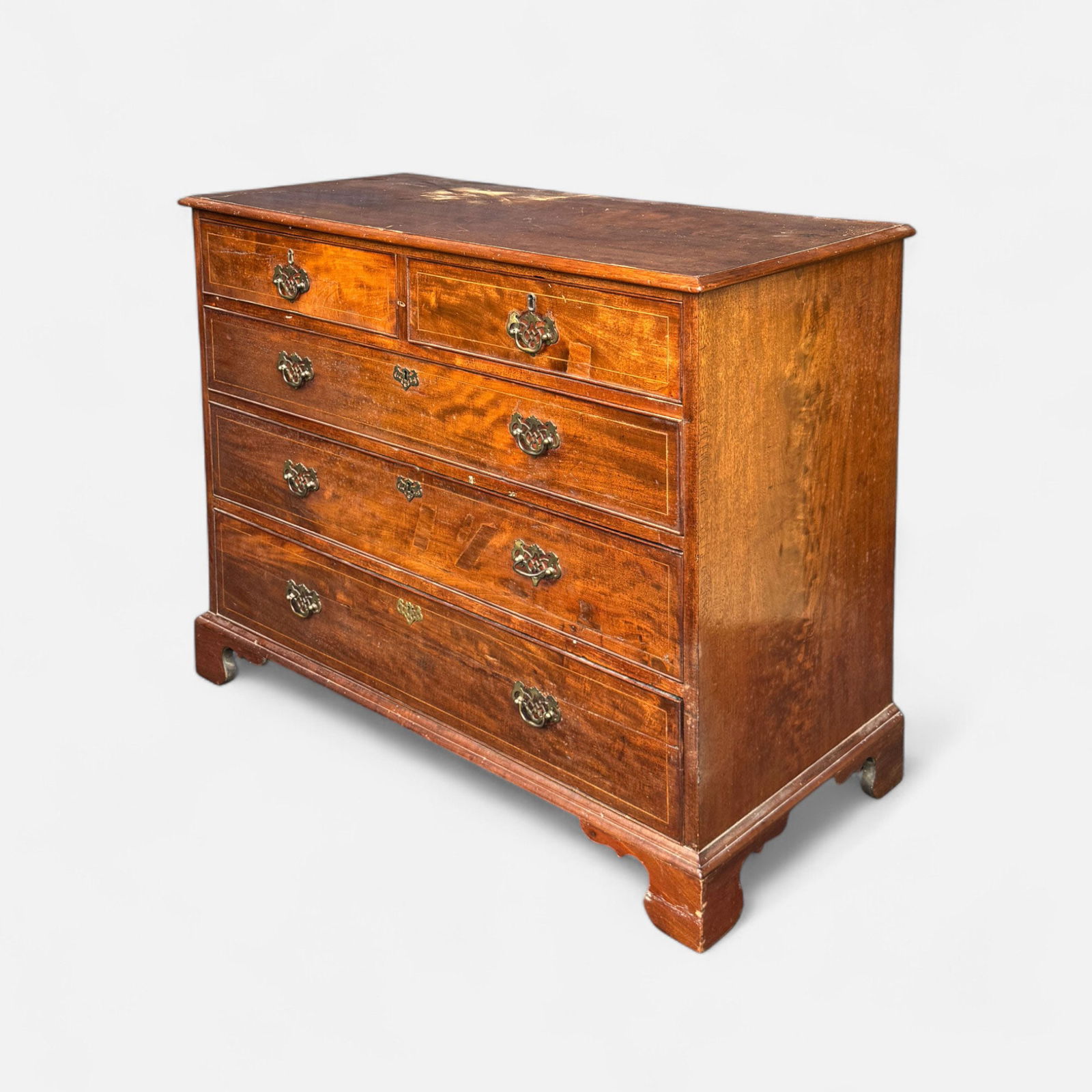 Antique Heppelwhite 5-Drawer Chest of Drawers w/Bracket Feet (1 of 10)