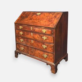 Antique English Walnut 4-Drawer Secretary Desk