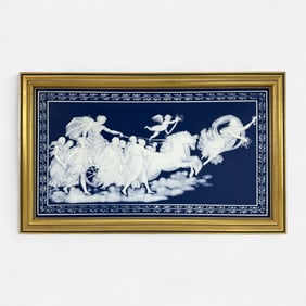 Villeroy & Boch, Mettlach "Aurora" Jasperware Framed Plaque Jean-Baptiste Stahl