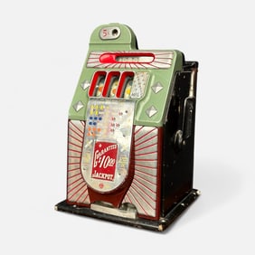 1930s Paint Decorated Buckley Criss Cross Nickel Slot Machine