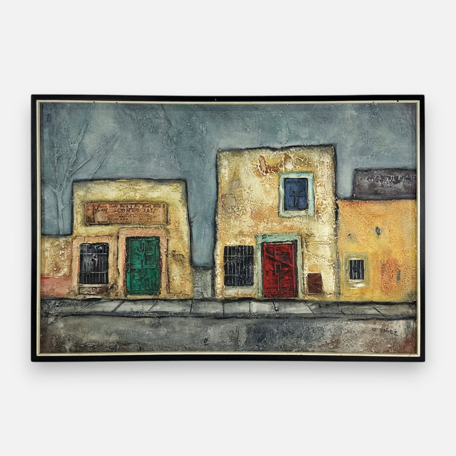 Efren Ordonez Mexican Mixed Media on Canvas Framed Painting: Original mixed media painting by Mexican artist Efren Ordonez (1927-2011). Signed "ORDONEZ" lower right. Good condition as shown. IMPORTANT: Pickups and shipping for this auction will not begin until 