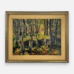 Robert L. Palliser Impressionist Forest Oil on Canvas Framed Painting