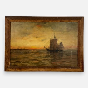 Frank Knox Morton Rehn American Nautical Scene Oil on Canvas Framed Painting