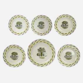 Six RARE Eric Ravilious for Wedgwood "Garden" Plates