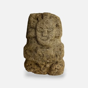 Large and Heavy Pre-Columbian Tribal Carved Stone Mayan Figure