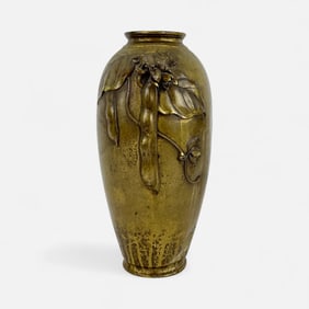 Antique Japanese Meiji Art Nouveau Style Bronze Vase